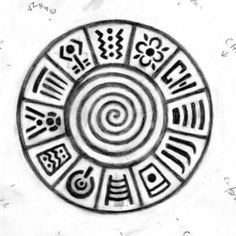 an image of a circle that has many symbols in the middle and on top of it