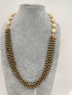 Black Beads Pearls Mala Only Mala No EarringsColor : GoldenSize : Necklace Length : 20 InchesStones : Black Beads Pearls Pearls Mala, Pearl Mala, Fashion Beads, Traditional Fashion, Social Events, Beads Necklace, Necklace Length, Black Beads, Indian Jewelry