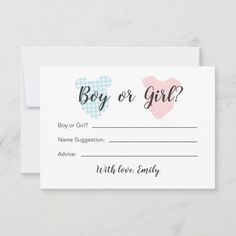 a boy or girl baby shower request card