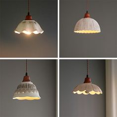 four different types of lights hanging from the ceiling