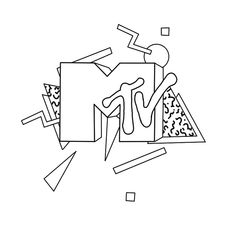 a black and white drawing of abstract shapes on a white background with the word art