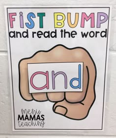 a sign that says fist bump and read the word