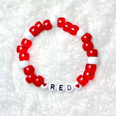 Need Taylor Swift Friendship Bracelets To Trade At The Eras Tour Concert? Look No Further! “Red” Bracelet Bracelets Are Made To Be Approximately 7.5"-8" Around. Note: The Photos Above Are Examples. This Purchase Guarantees A Bracelet Saying “Red” With A Fitting Color Scheme. If You Prefer Specific Eras Or Would Like A Custom Bracelet Bundle, Please See My Other Listings. Perfect For Trading At Taylor Swift The Eras Tour Handmade With Elastic Stretchy String For An Adjustable Fit Made With Themed Red Adjustable Personalized Stretch Bracelet, Adjustable Personalized Red Stretch Bracelet, Red Adjustable Stretch Bracelet, Personalized, Personalized Red Bracelets For Valentine's Day, Red Bracelets With Letter Beads For Valentine's Day, Adjustable Red Bracelet With Letter Beads, Red Letter Beads Bracelets For Valentine's Day, Personalized Adjustable Red Name Bracelet, Adjustable Personalized Red Wristband