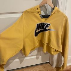 Women’s Urban Outfitters Upcycled Nike Cropped Hooded Sweatshirt Size Xl - Relaxed, Oversized Fit Nwot - Never Worn Yellow Long Sleeve Hoodie For Spring, Spring Yellow Long Sleeve Hoodie, Yellow Cotton Long Sleeve Hoodie, Trendy Yellow Sweatshirt For Spring, Trendy Oversized Yellow Hoodie, Trendy Yellow Cotton Sweatshirt, Sporty Long Sleeve Yellow Top, Sporty Yellow Long Sleeve Top, Yellow Long Sleeve Sporty Top