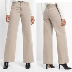 Size: 4r Material: 100% Cotton Conditioner: New With Tags Waist: 14.5 Rise: 11 Inseam: 32.25 Cat Friendly, Smoke Free Home Beige Workwear Jeans, Wide Leg Denim Pants, Express Jeans, Cat Friendly, Pants Jeans, Wide Leg Denim, Boho Hippie, Denim Pants, Jeans Pants