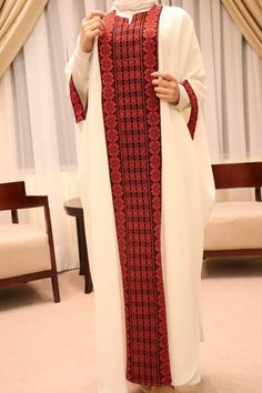 Welcome to my store Description: Abaya Palestinian embroidery oriental Bedouin white  color with red embroidery kaftan thobe tatreez free shipping handmade heritage Thobe Palestinian Heritage Bisht Occasions Wedding Henna Party Christmas Gift for Woman . Be unique and stand out and impress everyone with your gorgeous look. Abaya available: from size 38-48 From small to xxl Shipping policy We ship products all over the world We inspect all products before shipping them to our customers We ship th Embroidery Kaftan, Wedding Henna, Henna Party, Red Embroidery, Christmas Gifts For Women, Dress Clothes For Women, White Color, Henna, Christmas Gift