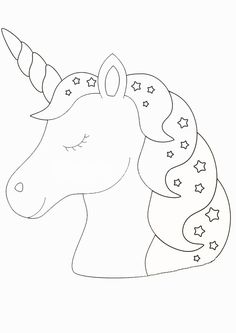 a drawing of a unicorn with stars on it's head and the mane is curled up