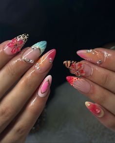 Heavenly Nails, Hawaii Nails, Gucci Nails, Long Almond Nails, August Nails, Nail Art Gel, Drip Nails, Classy Acrylic Nails