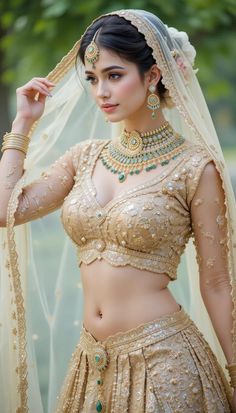 a woman in a bridal outfit posing for the camera