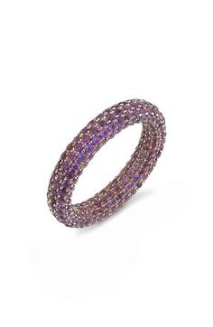 Brilliant amethyst stones offer rich, breathtaking color and sparkle—inside and out—on this 18-karat rose gold eternity ring. 1/8" band width Total amethyst weight: 5.58ct. 18k gold/amethyst Made in the USA Luxury Gemstone Stackable Rings With Round Band, Luxury Round Gemstone Eternity Band, Luxury Purple Jewelry For Promise Ring, Fine Jewelry Stackable Amethyst Rings, Fine Jewelry Amethyst Stackable Rings, Classic Luxury Multi-stone Amethyst Ring, Luxury Gold Amethyst Ring With Multi-stone, Luxury Multi-stone Amethyst Ring As A Gift, Gold Luxury Amethyst Multi-stone Ring