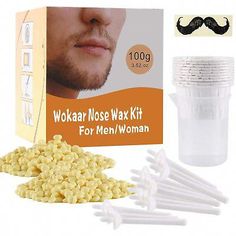 ★NASAL WAXING APPLICATORS★ 30 hair removal sticks, ensures that you only get as far into your nose / ears as you actually intended. Nose Wax Kit 100G Wax 30 Applicators. ★SPECIALLY FORMULATED NASAL WAX BEANS★ 100g / 3.5 oz of hypo-allergenic hard wax beads for removing unwanted nose hairs for all skin types. Wax Bean, Waxing Kit, Ear Hair, Hair Removal, Wax, Hair