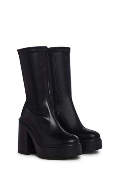 cuz try your best. These boots have a vegan leather construction, platform soles, block heels, and side zipper closures. Black Go Go Boots, Black Gogo Boots, Black Boots With Heels, Black Shiny Boots, Concert Shoes, Patent Leather Platform Boots, Black Boot Heels, Cute Black Boots, Platform Shoes Boots