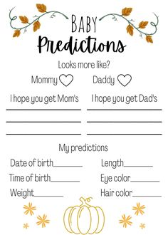 a printable baby shower game with pumpkins and leaves