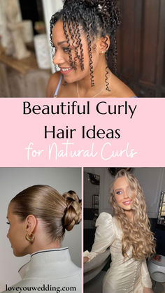 From soft, romantic updos to playful half-up styles, this collection celebrates the beauty of natural curls. These stunning looks are elegant, versatile, and easy to style. Click to find the perfect curly hairstyle Hair Ideas For Bridesmaids, Curly Hair Looks, Romantic Updos, Curly Hair Ideas, Romantic Updo, Beautiful Curly Hair, Natural Curls