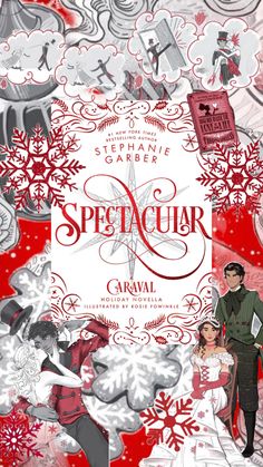 the cover to spectacuur, an animated christmas story with snowflakes and people