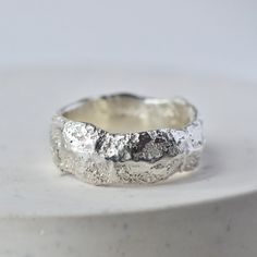 Sand Cast Ring, Wax Carved Ring, Chunky Silver Jewellery, Texture Jewelry, Cast Rings, Wax Ring, Rock Textures, West Coast Scotland, Carved Ring