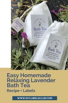 After the stress of the holidays, you deserve to relax in a nice, warm, and calming bath. Sibyl Smith of DIY Labels Club has the best DIY lavender bath tea recipe on her blog with step-by-step instructions. Follow this easy recipe, print the labels to go on each bag, then fill your tub and relax in the calming scent of lavender. Bath Tea Bags Diy, Pamper Ideas, Bath Tea Recipe, Diy Body Spray, Tea Sachet, Bath Tea Bags, Tea Lavender, Tub Tea, Diy Lavender