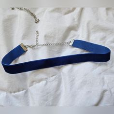 Blue Velvet Adjustable Choker Necklace *Sold Individually* Trendy Adjustable Blue Choker, Blue Choker For Party, Chain Link Necklace Silver, Cube Necklace, Open Heart Necklace, Bridal Necklace Set, Blue Onyx, Costume Necklaces, Velvet Choker