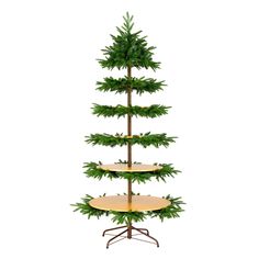 three tiered christmas tree with lights on top