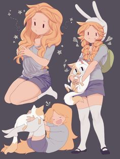 two girls with long hair and bunny ears, one is holding a small kitten while the other