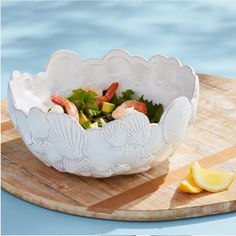 Mud Pie Fan Shell Bowl - The Cottage Tropical Dishes, Snacks And Appetizers, Shell Bowl, Glazed Terracotta, Seaside Living, Nautical Pattern, Annapolis Maryland