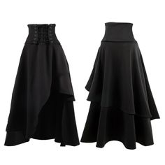 Olivia Mark - High-Waisted Irregular Gothic Midi Skirt High Waisted Black Skirt, Casual Maxi Skirt, Gothic Skirt, Black Skirts, Irregular Skirt, Disney Inspired Outfits, Cute Costumes, Black Midi, Black Midi Skirt