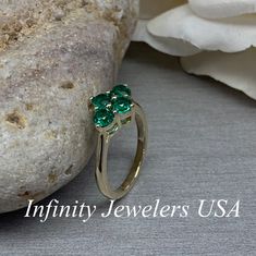 Emerald Ring 14k Yellow Gold, Round Cut Emerald Engagement Ring, Dainty Emerald Gold Ring, May Birthstone Ring, Cluster Emerald Ring #6787 Ladies Emerald Ring, Family Birthstone Ring, 14k Yellow Gold, Mothers Ring, May Birthstone Ring, #6787 This ring is a lab created 4 stone round emeralds made with pure 14k yellow gold #6773 Would make a perfect gift for a May Birthday, Mothers Ring, a graduation, anniversary, bridal gift or just a gift for her. We also have a pendant and earrings to complete Anniversary Emerald Cluster Ring With Birthstone, Emerald Birthstone Cluster Ring, Emerald Round Band Ring For May Birthstone Anniversary, Emerald Ring With Bezel Setting For Anniversary, May Birthstone, Emerald Ring With Prong Setting For Anniversary, Anniversary Cluster Ring With Emerald And Accent Stones, Emerald Anniversary Ring With Prong Setting, Emerald Cluster Ring With Accent Stones, Emerald Cluster Ring With Accent Stones, Round Cut