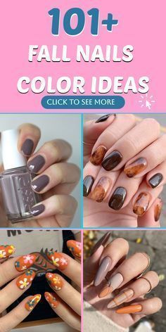 Fall Palette Nails, Nails With Golden Foil, Nail Color Ideas, Fall Gel Nails, Color Switch, Cute Nails For Fall, Floral Nail Art, Burgundy Nails