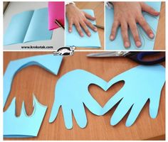 some paper cutouts are being used to make handprints for mother's day crafts