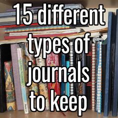 a bookshelf filled with lots of different types of journals to keep track on