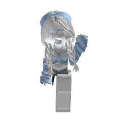 a white and blue lego figure with long hair