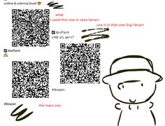 a person with a hat is looking at a qr code that has been drawn on it