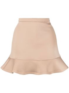 light brown stretch-design A-line skirt ruffled trim rear zip fastening thigh-length Elegant Tiered Ruffle Skort, Chic Short Skirt With Ruffle Hem, Elegant Ruffled Mini Skirt, Chic Mini Length Ruffled Skirt, Elegant Mini Skirt With Ruffled Detail, Chic Ruffle Hem Skort, Elegant Short Skort With Ruffles, Elegant Ruffled Short Skort, Mini Skirt With Ruffle Hem