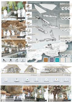 an info sheet shows the various stages of construction and materials for a building that is being built