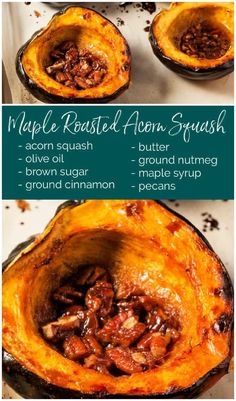 baked acorn squash recipe with text overlay