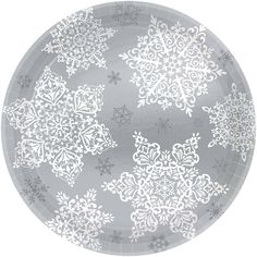 a paper plate with snowflakes on it