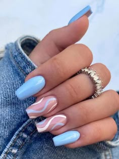 Gender Reveal Nails, Ballet Nails, Nagel Tips, Summery Nails