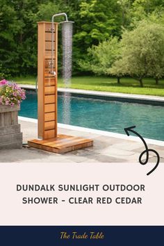 Dundalk Sunlight Outdoor Shower - Clear Red Cedar Outdoor Shower Inspiration, Pool Shower, Rustic Outdoor, Pool Ideas, Pool Deck, Outdoor Shower, Western Red Cedar, Red Cedar, Open Air