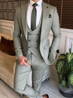 Grey Slim Fit Suit, Grey Suit Men, Groom Party, Wedding Cocktail Party, Slim Fit Tuxedo, Green Suit