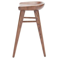 the stool is made from wood and has a wooden seat on one side, with two legs