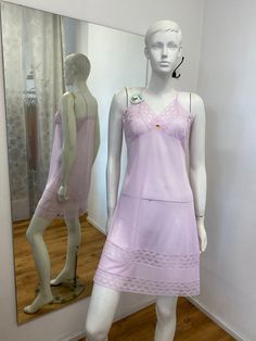 Pink vintage slip dress, 38 size M/L, Vintage original lace lingerie, Vintage lingerie with lace 1960- 1980s 100% nylon  polyamide Size: 38/M Length: 92 cm / 36.2 inches Bust: 88 cm / 34.6 inches Waist: 84 cm / 33 inches Hips: 106 cm / 41.7  inches  * Please note that actual colors may vary due to your computer resolution and monitor color restrictions *Clothes  from smoke free house * Clothing is vintage *Please contact me if you have any questions Thank you visiting my shop Instagram  - Ivzite Sheer Lace Nightgown With Spaghetti Straps, Sheer Lace Chemise For Sleep, Sheer Lace Slip Dress For Sleep, Sheer Lace Camisole Nightgown, Feminine Sheer Lace Slip Dress, Sheer Lace Slip For Sleep, Sheer Lace Sleep Slip, Sheer Sleeveless Coquette Slip Dress, Slip Dress Lingerie Vintage