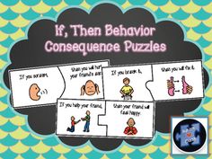 an image of a cartoon character puzzle with the words it, then behavior consequent puzzles