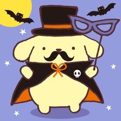 a dog wearing a top hat, glasses and a mustache with a skull on it