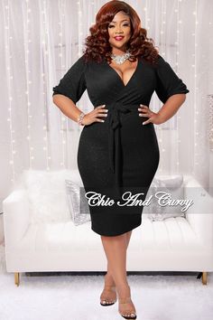 Polyester% 95 Spandex% 5 Black G, Chic And Curvy, Black Cocktail, Work Clothes, Black Cocktail Dress, Black Glitter, Waist Tie, Work Outfit, Final Sale