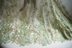 Width: 135cm (1''= 2,54 cm) Length: 1 meter Color: Green * Ideal for clothes, evening dress, lingerie, dolls outfits, curtains, covers, wedding gown. Wholesale available. Coral Dress Wedding, Gold Lace Fabric, Embroidered Lace Fabric, Embroidered Wedding, Floral Retro, Sewing Skirts, Wedding Fabric, Modest Wedding Dresses, Lace Weddings