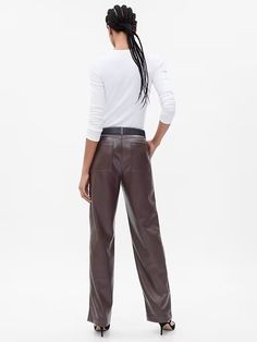 Mid Rise Vegan Leather Loose Pants | Gap Loose Trousers, Toddler Christmas, Leather Trousers, Loose Pants, Back Patch, Men Boys, Inspiration Style, The Gap, Petite Size