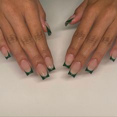 Ongles Gel French, Emerald Nails, Green Acrylic Nails, Dark Green Nails, Green French, Cute Acrylic Nail Designs, French Acrylic Nails, Waste Of Time