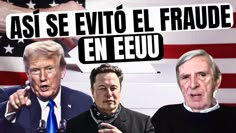 two men in front of an american flag and the words as se evito el frade en eeu