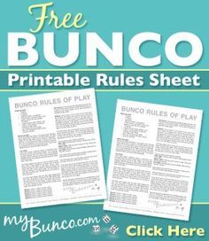 the free bunco printable rules sheet