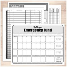 printable emergency fund worksheet with the words, budget $ 500 and an image of